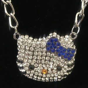 XLARGE HELLO KITTY BLUE BOW CRYSTAL NECKLACE